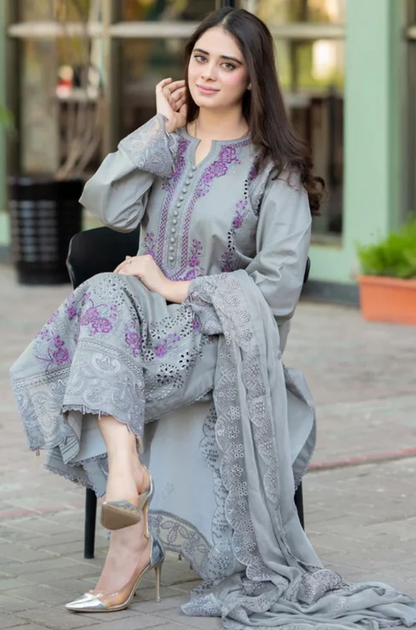 FLORENT - 3PC Unstitched Dhanak Embroidered Suit - US174