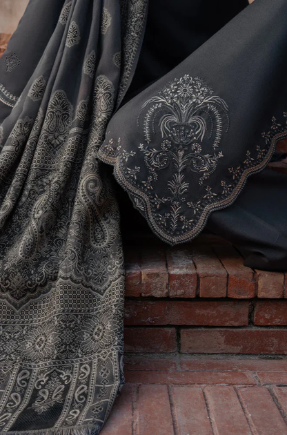 Izel - 3PC Unstitched Dhanak Embroidered Suit - UH319