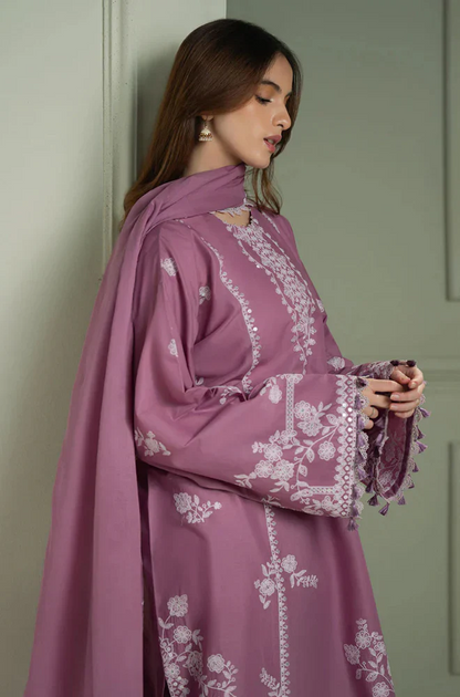 Cross Stitch - 3PC Dhanak Embroidered Suit (Unstitched) - UH218