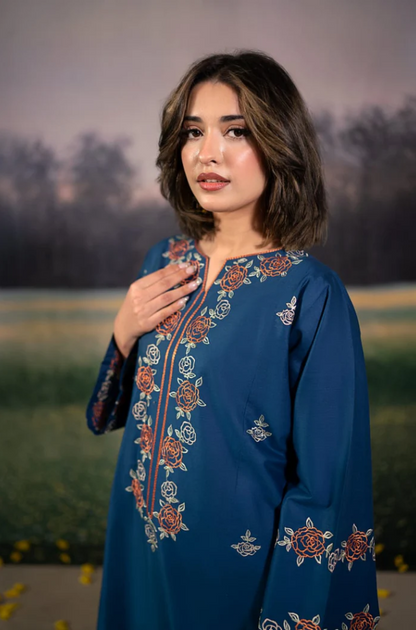Urge - 2PC Dhanak Embroidered Suit (Unstitched) - US206