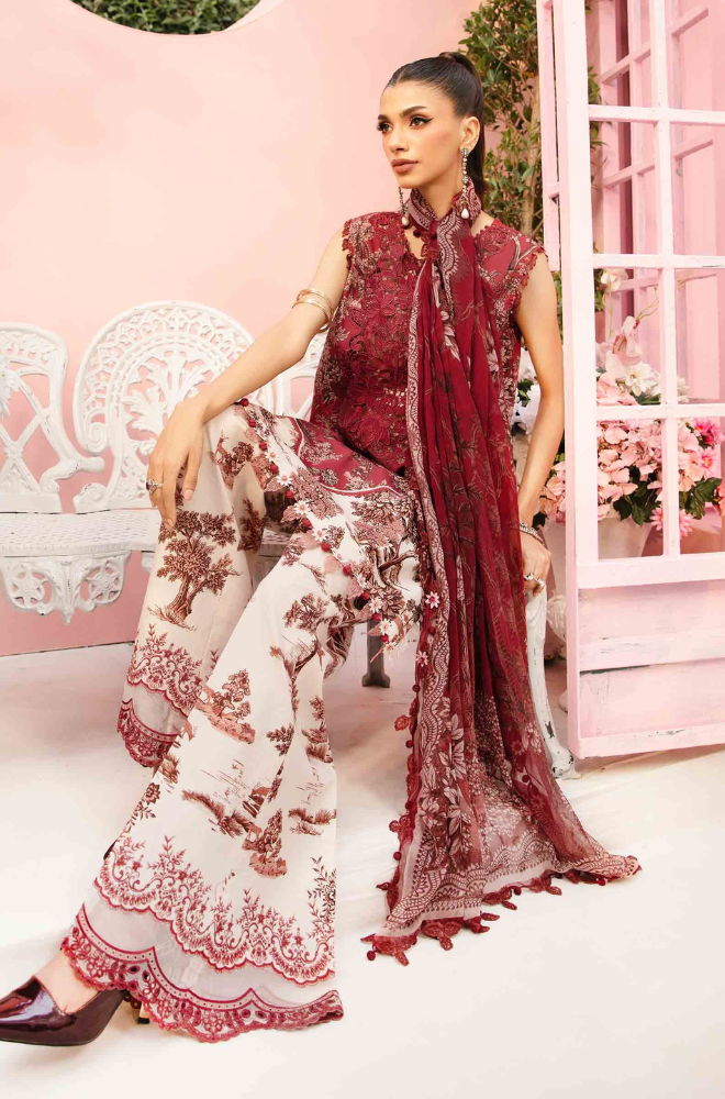 Maria B - 3PC Printed Banadora Lawn Suit (Unstitched) - UH0166