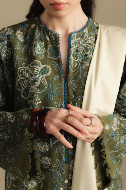 Zara Shahjahan - 3PC Unstitched Dhanak Embroidered Suit - UH276