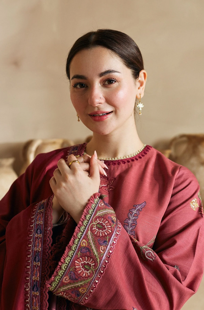 Zara Shahjahan - 3PC Dhanak Embroidered Suit (Unstitched) - UH217