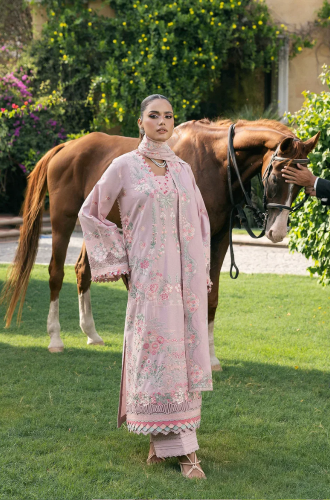 Elaf - 3PC Unstitched Lawn Embroidered Suit - UA245