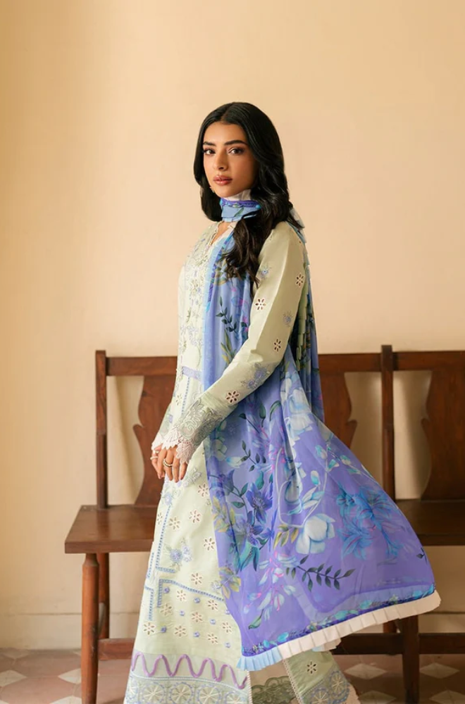 Roheenaz - 3PC Unstitched Dhanak Embroidered Suit - US101