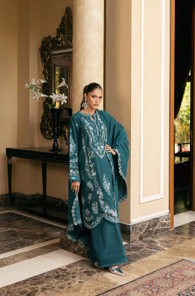 Sapphire - 3PC Unstitched Lawn Embroidered Suit - UA255