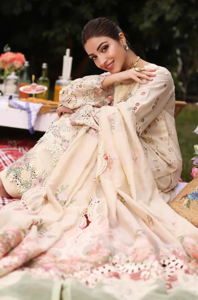 Kahf - 3PC Unstitched Lawn Embroidered Suit - UA300