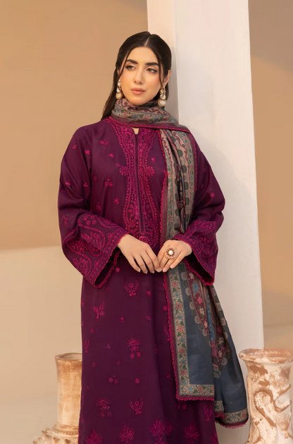 Mohagni - 3PC Dhanak Embroidered Suit (Unstitched) - US195