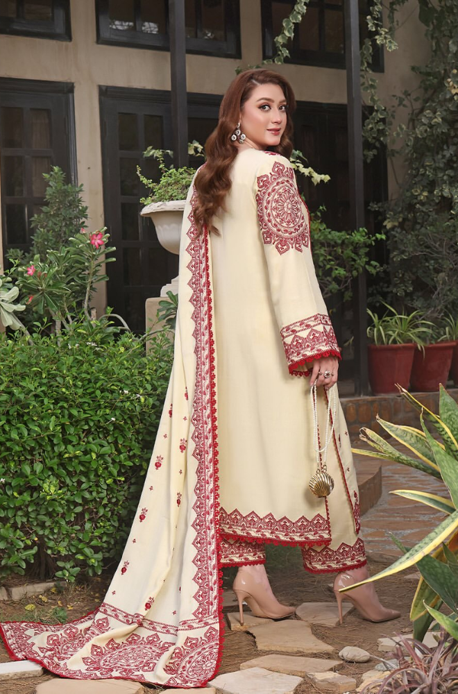 Aneelas  - 3PC Unstitched Dhanak Embroidered Suit - US152