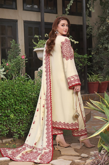 Aneelas  - 3PC Unstitched Dhanak Embroidered Suit - US152