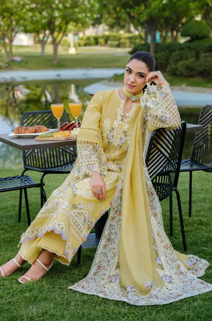 Elaf - 3PC Unstitched Lawn Embroidered Suit - UA253