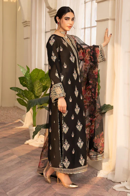 Nureh - 3PC Unstitched Lawn Embroidered Suit - UA275