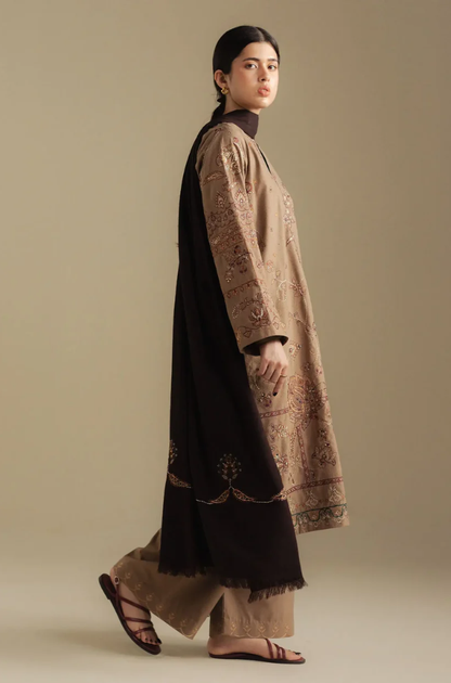 Zara Shahjahan - 3PC Unstitched Dhanak Embroidered Suit - UH285