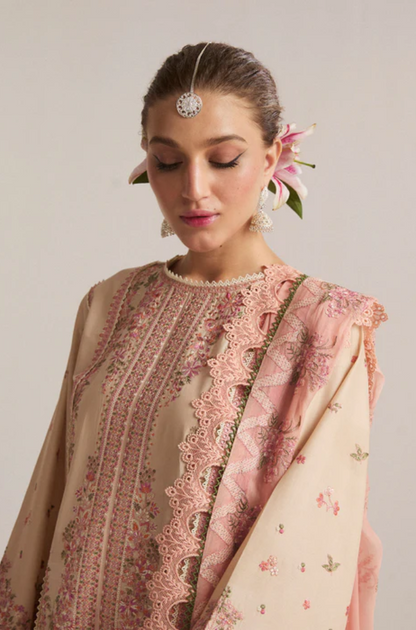 Hussain Rehar - 3PC Dhanak Embroidered Suit (Unstitched) - UH213