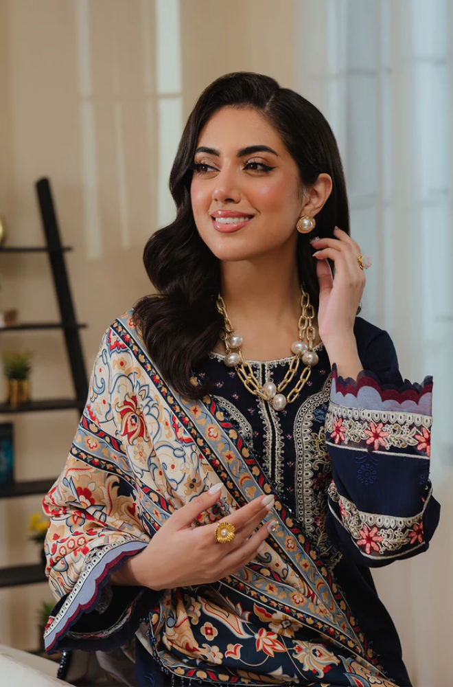 Mahnur - 3PC Unstitched Dhanak Embroidered Suit - US117