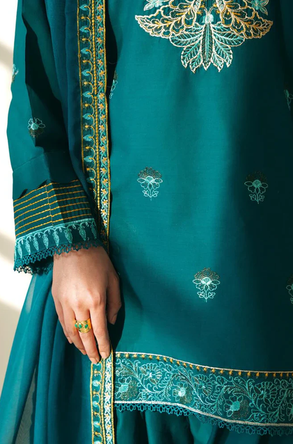 Cross stitch - 3PC Unstitched Lawn Embroidered Suit - UA276