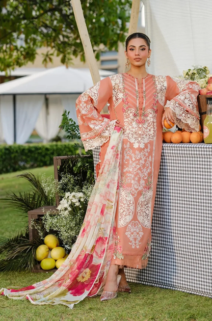 Elaf - 3PC Unstitched Lawn Embroidered Suit - UA303