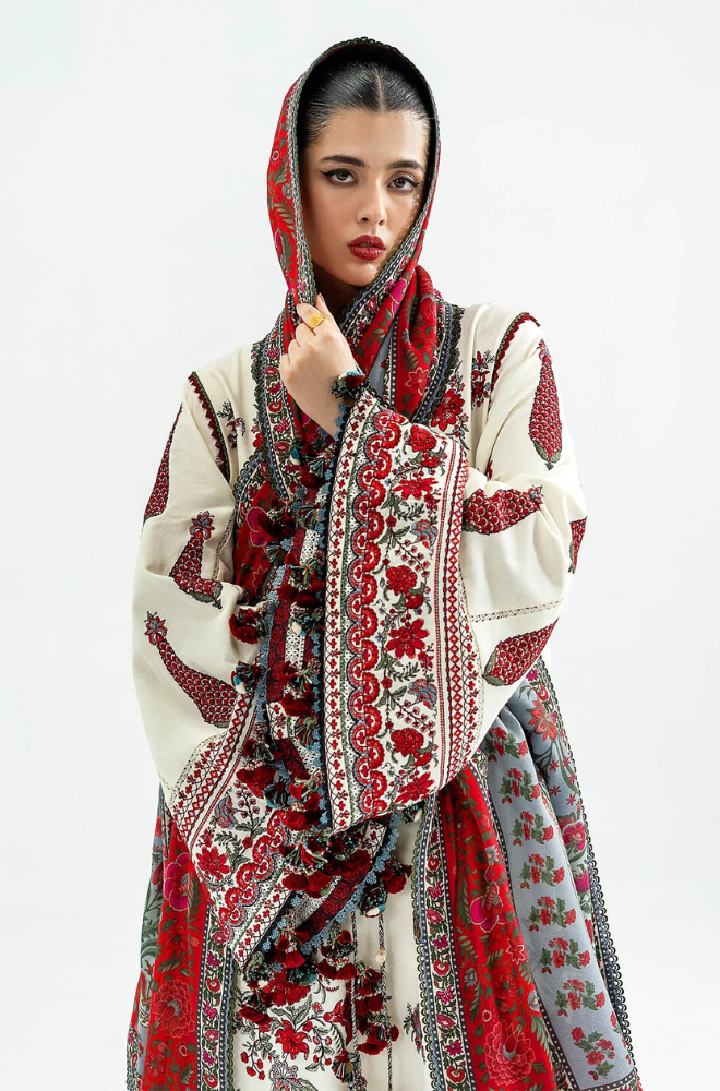 Hussain Rehar - 3PC Unstitched Lawn Embroidered Suit - UA236