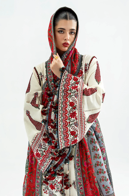 Hussain Rehar - 3PC Unstitched Lawn Embroidered Suit - UA236