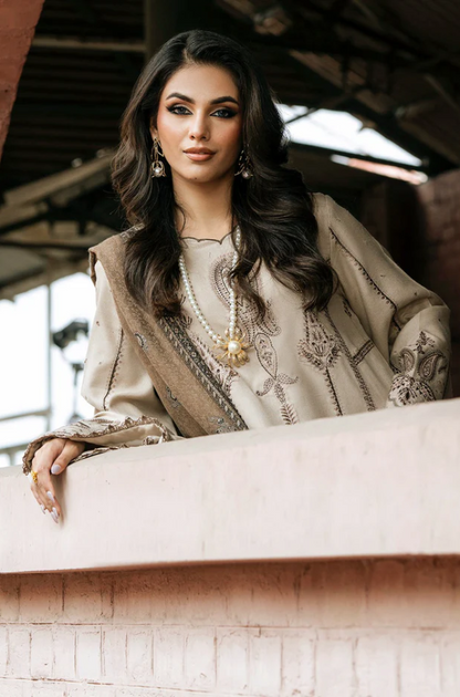 Izel - 3PC Dhanak Embroidered Suit (Unstitched) - US202