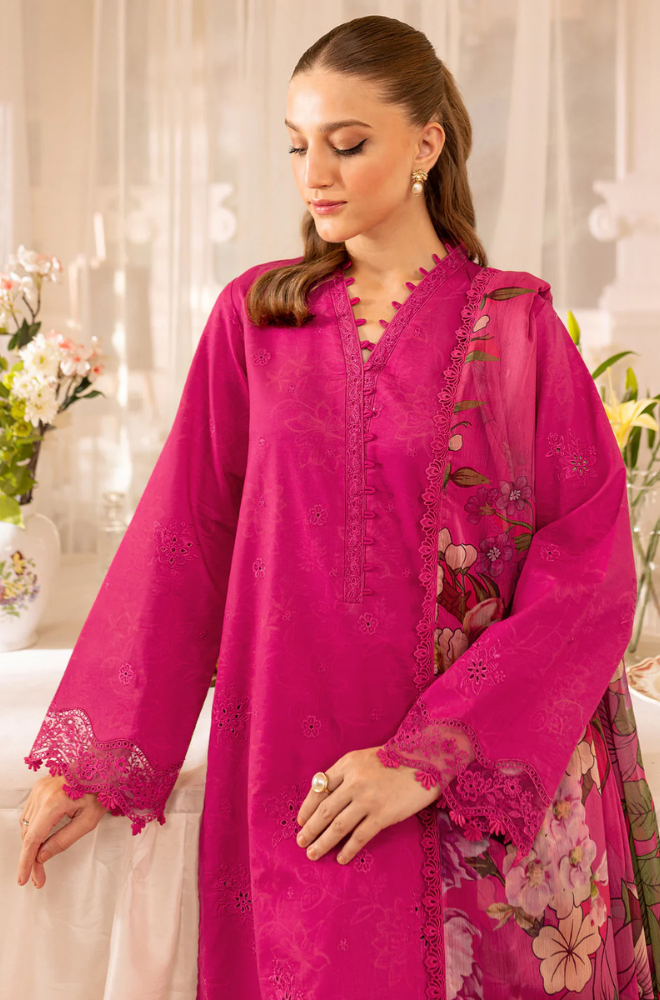 Batik - 3PC Unstitched Lawn Embroidered Suit - UA307