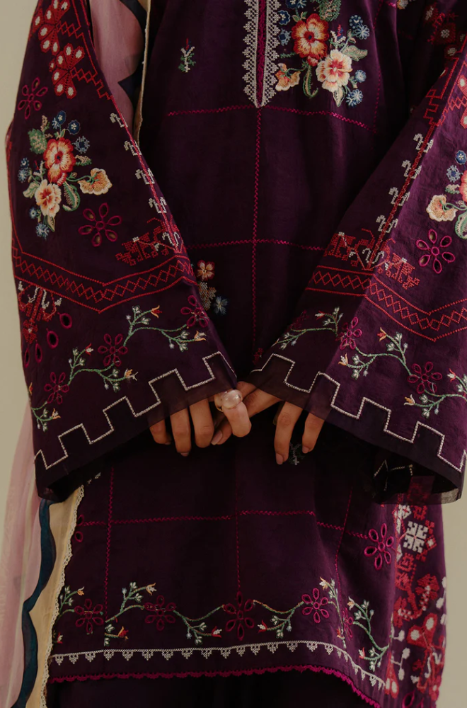 Zara Shahjahan - 3PC Unstitched Dhanak Embroidered Suit - US130