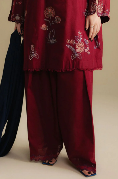 Zara Shahjahan - 3PC Unstitched Dhanak Embroidered Suit - UH271