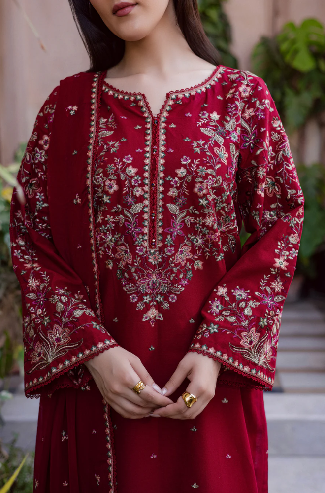 Batik - 3PC Unstitched Lawn Embroidered Suit - UA297