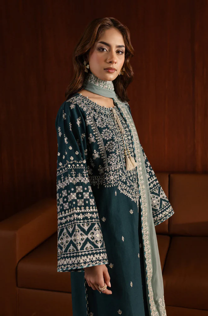 Batik - 3PC Unstitched Lawn Embroidered Suit - UA271