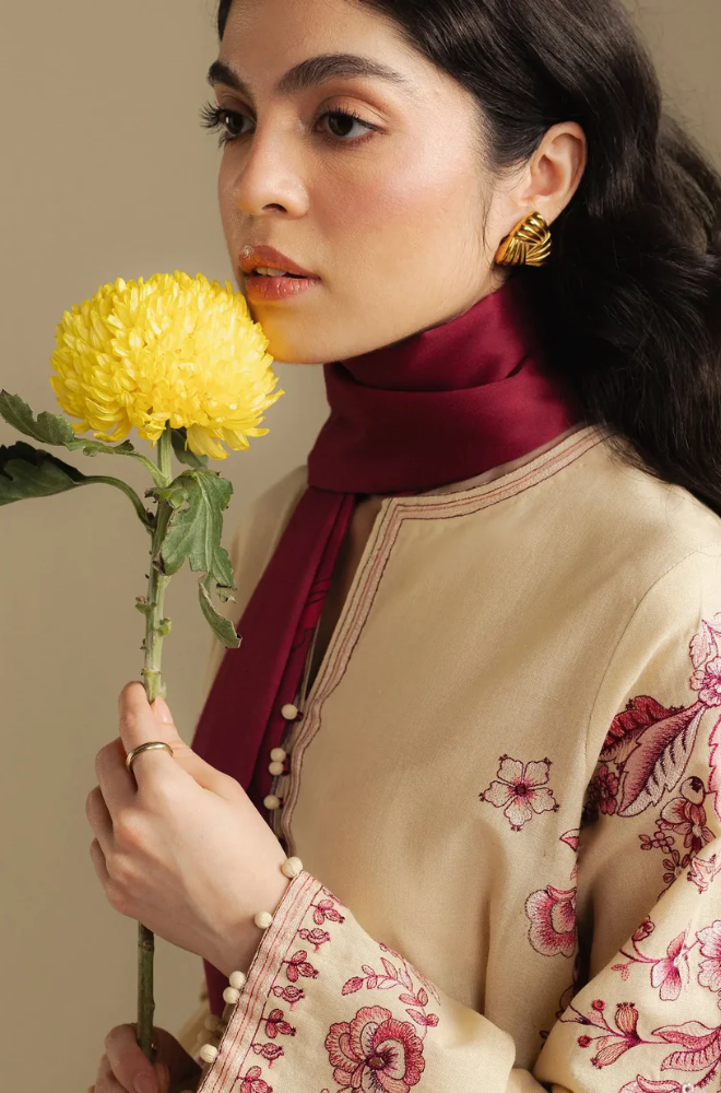 Zara Shahjahan - 3PC Unstitched Dhanak Embroidered Suit - UH277