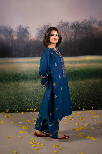 Urge - 2PC Dhanak Embroidered Suit (Unstitched) - US206