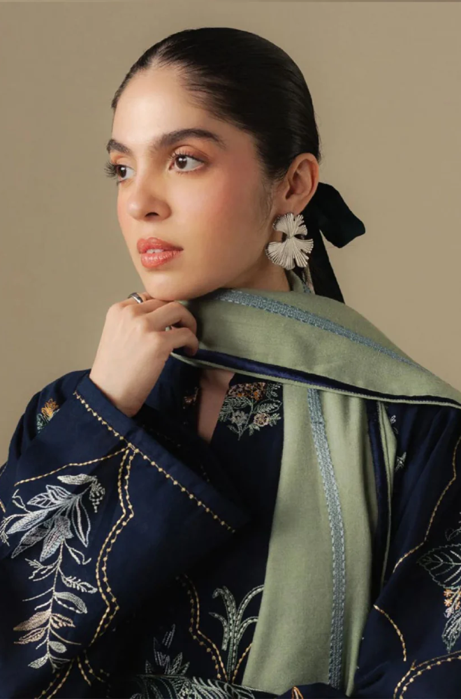 Zara Shahjahan - 3PC Unstitched Dhanak Embroidered Suit - UH269