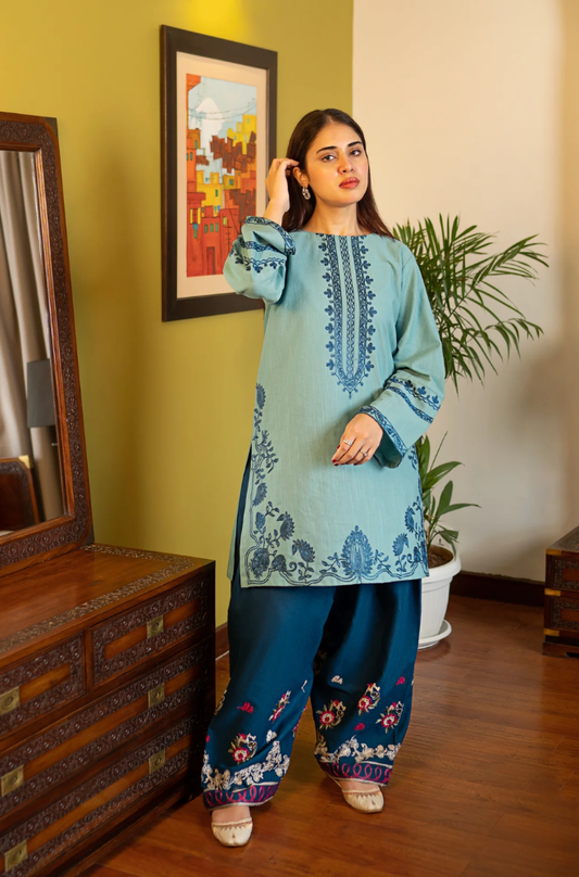 Urge - 2PC Dhanak Embroidered Suit (Unstitched) - UH326