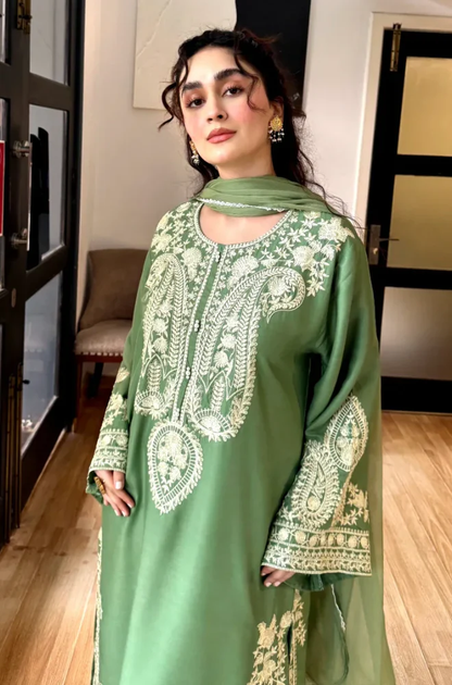 Seran - 3PC Unstitched Lawn Embroidered Suit - UA267