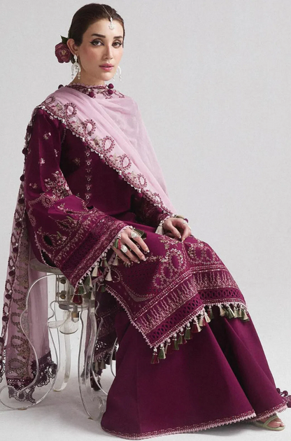 Hussain Rehar - 3PC Dhanak Embroidered Suit (Unstitched) - UH216