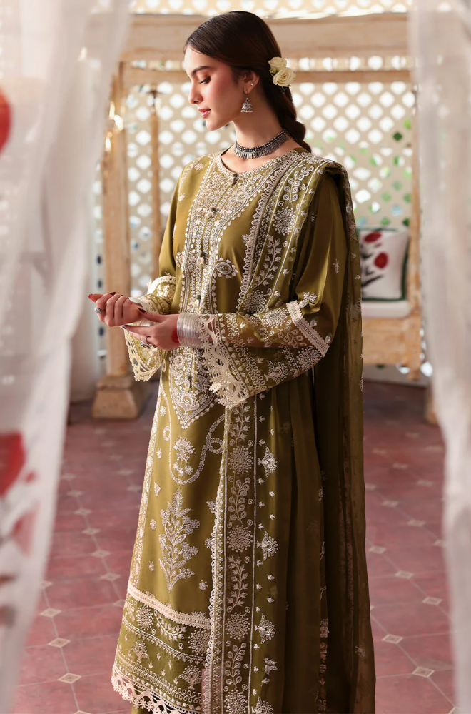 Mahnur - 3PC Dhanak Embroidered Suit (Unstitched) - UH194
