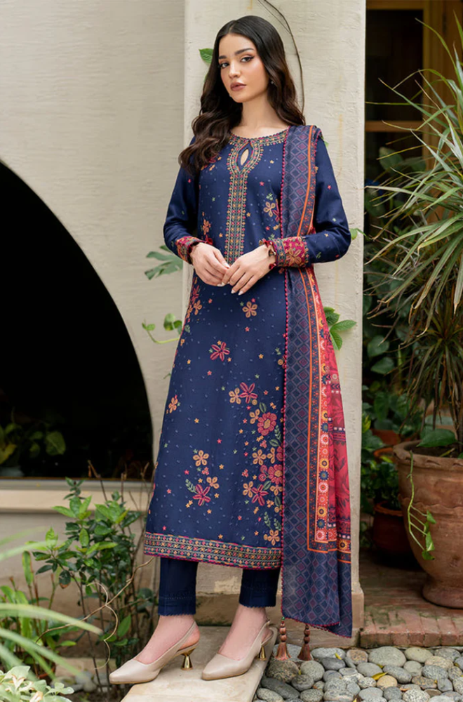 Jazmin - 3PC Dhanak Embroidered Suit (Unstitched) - US196