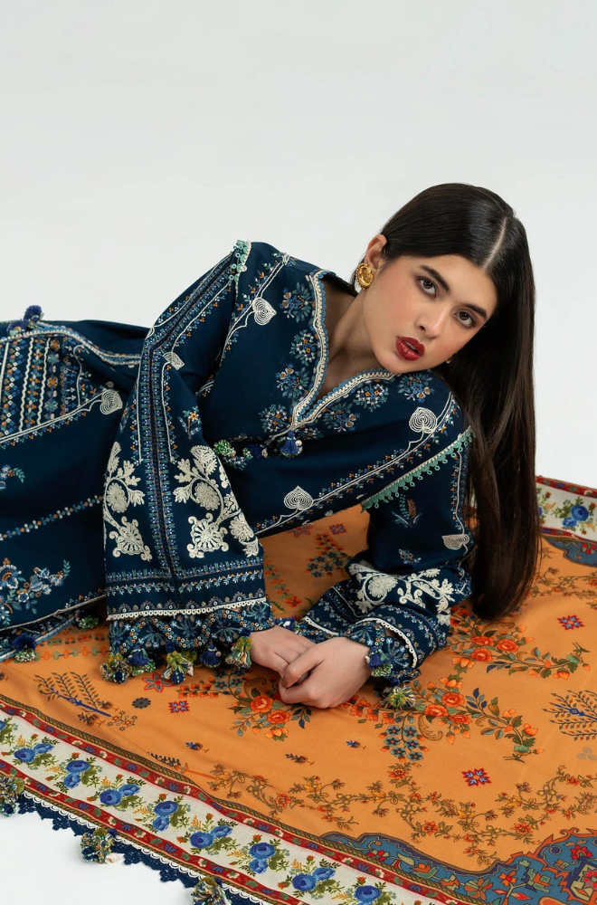 Hussain Rehar - 3PC Unstitched Lawn Embroidered Suit - UA240