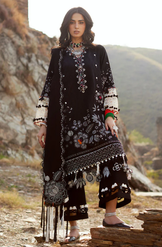 Elan- 3PC Unstitched Dhanak Embroidered Suit - US106