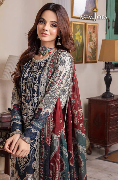 Asim jofa - 3PC Lawn Digital Printed Suit (Unstitched) - UA274