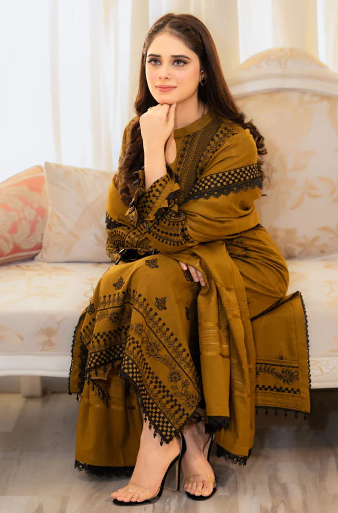 JADE- 3 Piece Lawn Embroidered Suit - UPF055