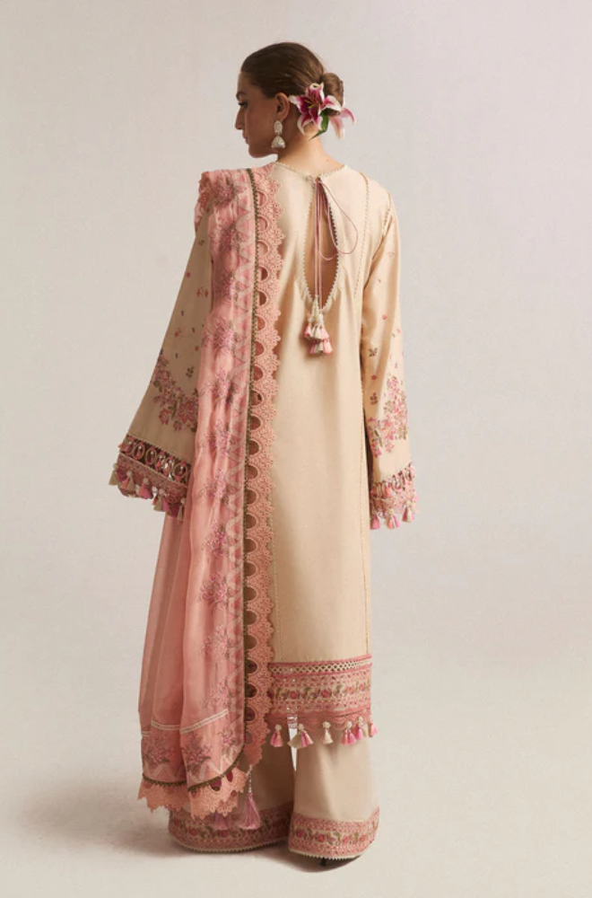 Hussain Rehar - 3PC Dhanak Embroidered Suit (Unstitched) - UH213