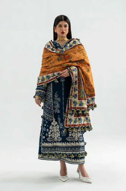 Hussain Rehar - 3PC Unstitched Lawn Embroidered Suit - UA240