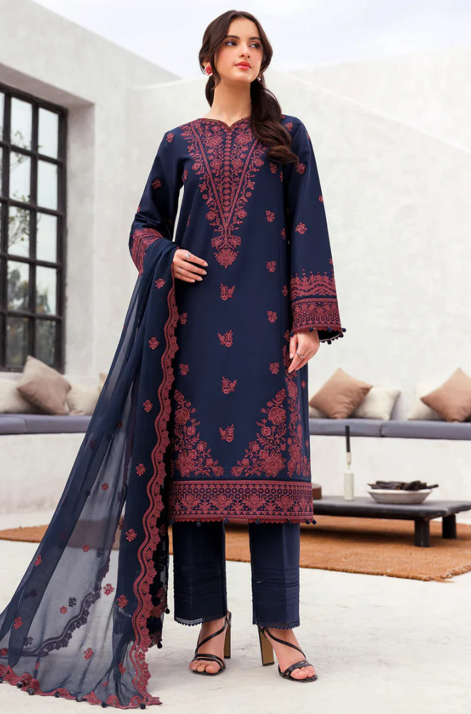 Jazmin - 3PC Unstitched Lawn Embroidered Suit - UA306