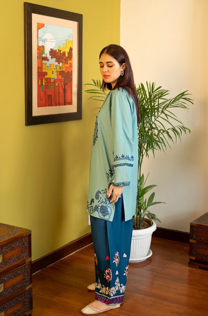 Urge - 2PC Dhanak Embroidered Suit (Unstitched) - UH326