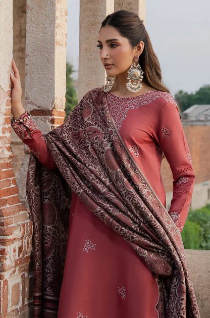 Izel - 3PC Unstitched Dhanak Embroidered Suit - UH323