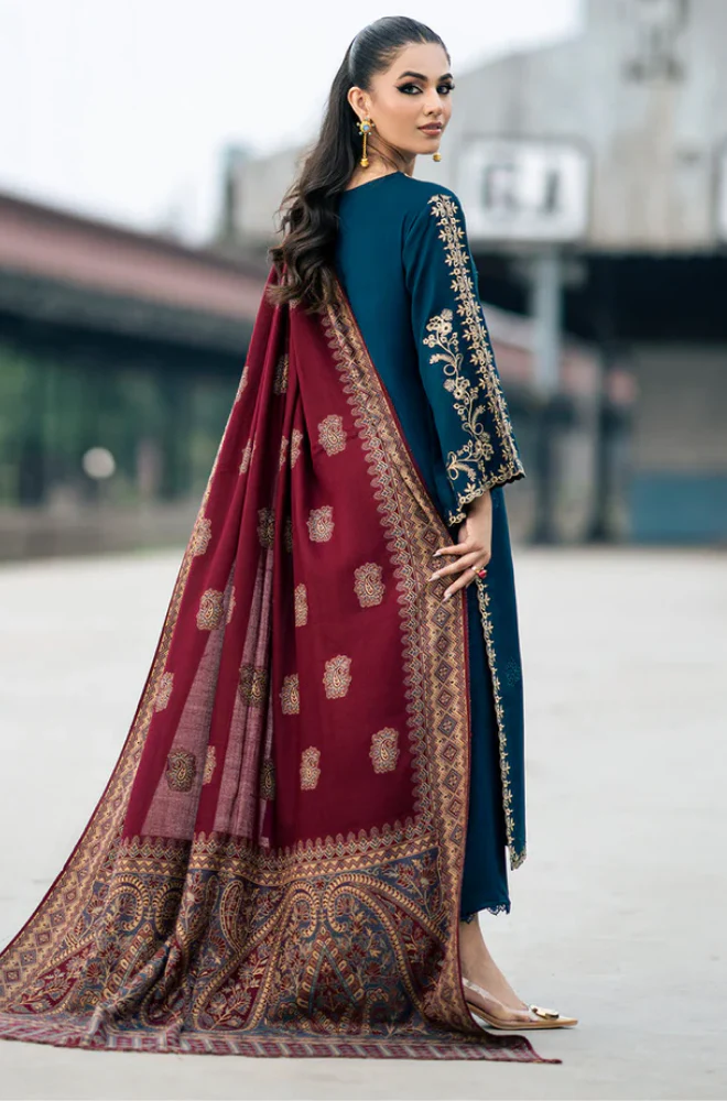 Izel - 3PC Unstitched Dhanak Embroidered Suit - US128