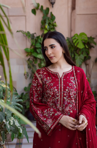 Batik - 3PC Unstitched Lawn Embroidered Suit - UA297