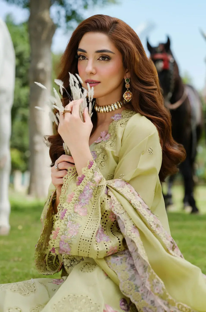 Elaf - 3PC Unstitched Lawn Embroidered Suit - UA249