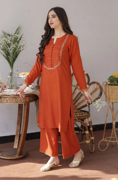 Asling - 3PC Unstitched Dhanak Embroidered Suit - UH160